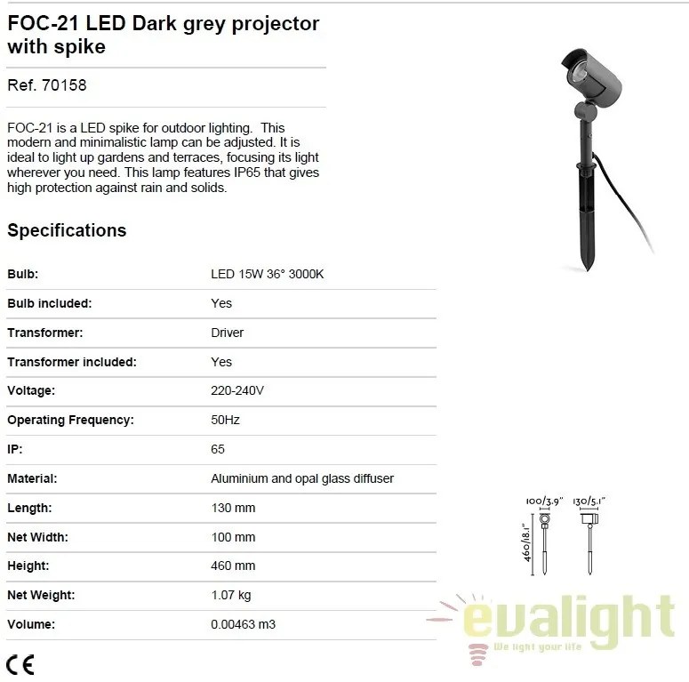 Tarus cu proiector LED iluminat exterior design modern FOC-21 70158