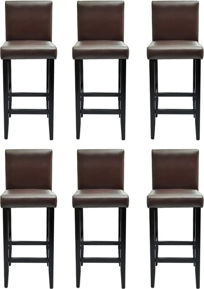 vidaXL Scaune de bar, 6 buc., maro închis, piele ecologică