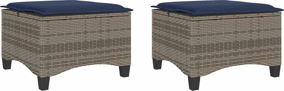 vidaXL Scaune de grădină cu perne 2 buc Gri 55x55x36 cm Poly Ratan