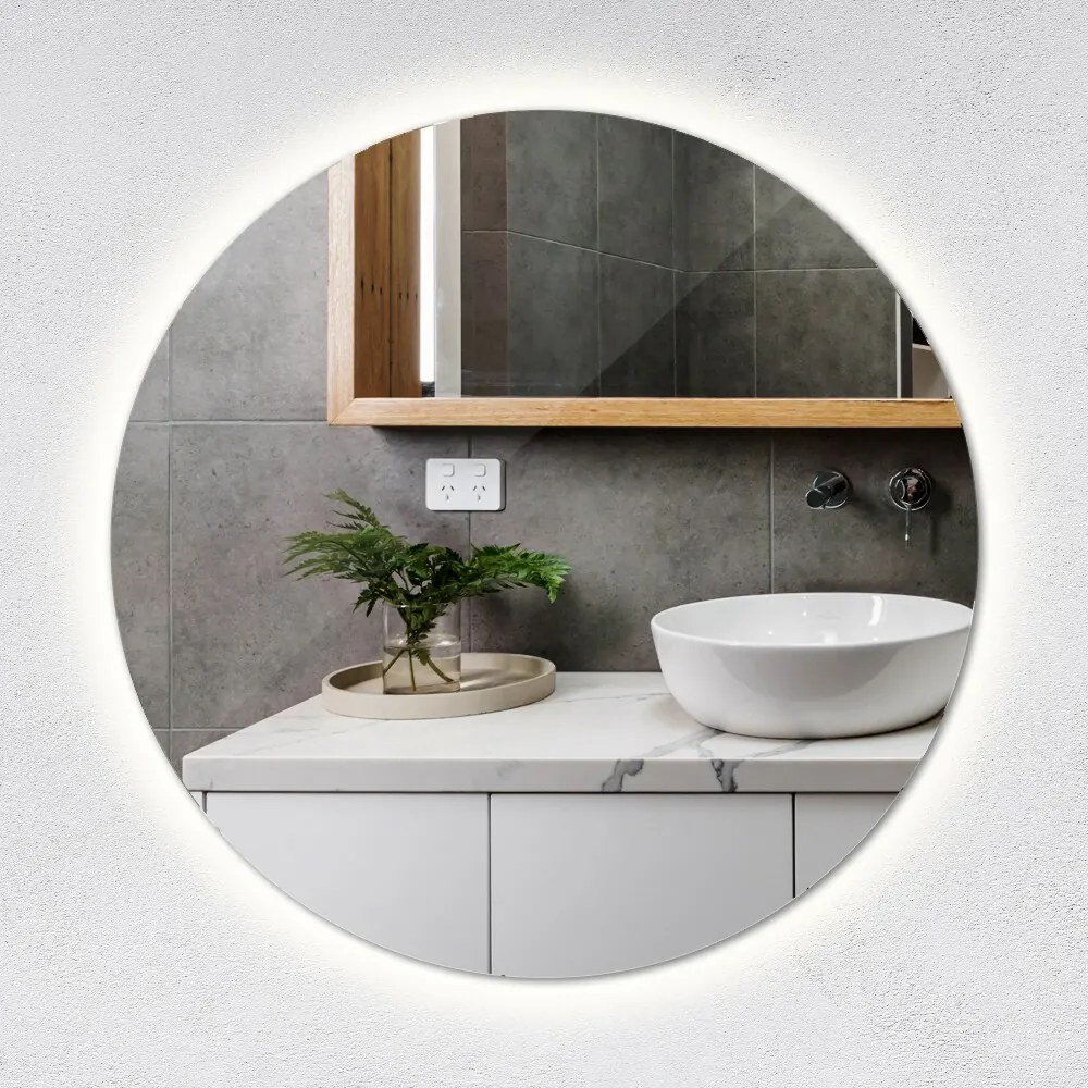 Oglinda decorativa rotunda cu iluminare de fundal LED