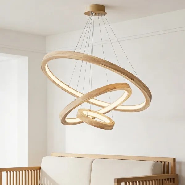 Brilagi - Pendul LED UMEA WOOD pe cablu, LED/45W/230V, Ø 60 cm, lemn