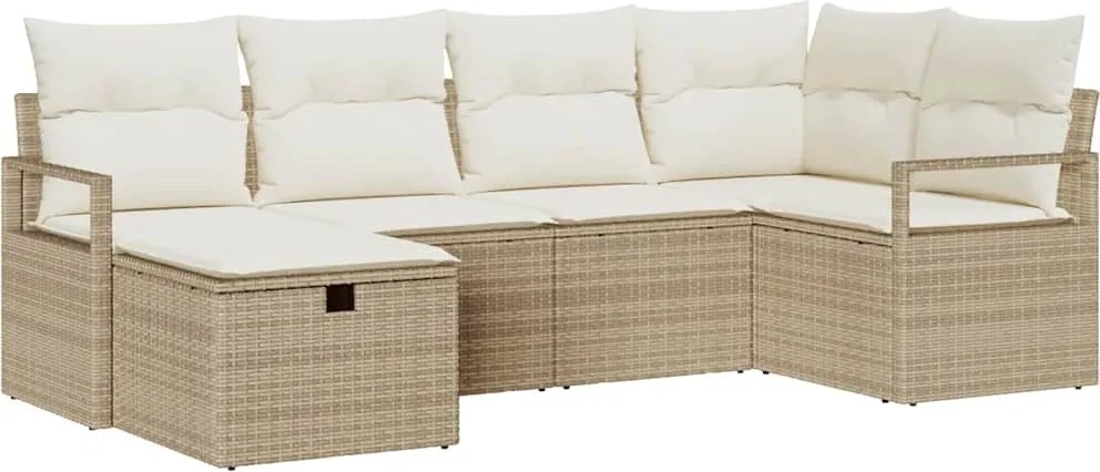vidaXL Set de canapele pentru grădină cu pernă 6 pcs Bej Rattan poli