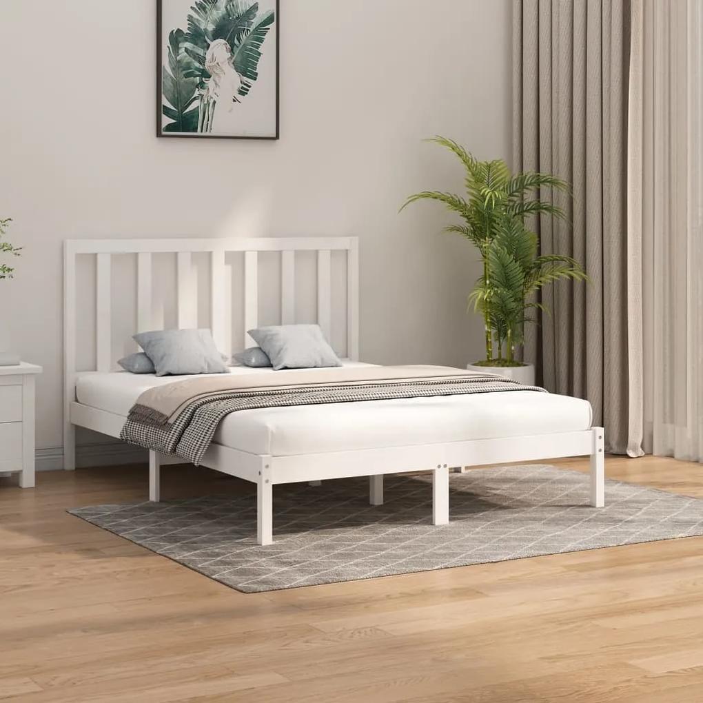 3106769 vidaXL Cadru de pat, alb, 140x200 cm, lemn masiv