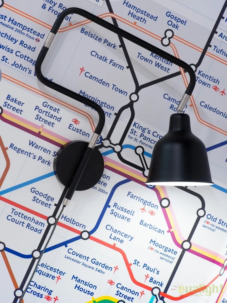 Aplica design modern cu brat articulat London negru LONDON/W/B