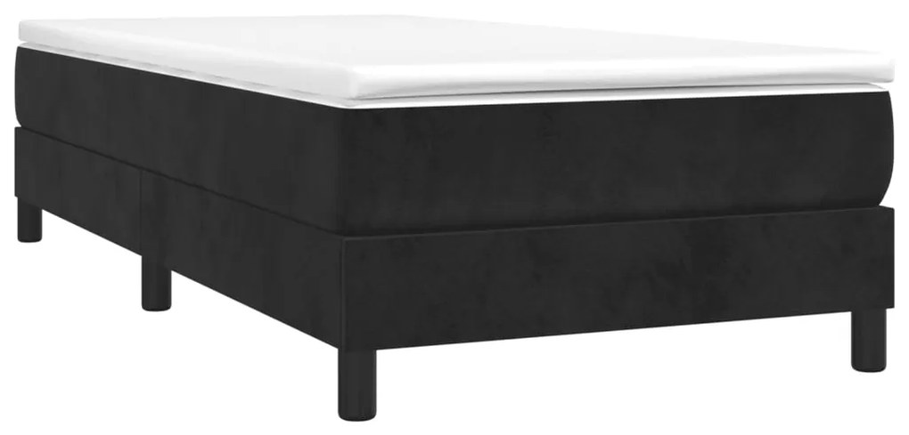 Cadru de pat box spring, negru, 100x200 cm, catifea Negru, 25 cm, 100 x 200 cm