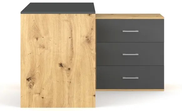 Birou JULES cu sertare și colț reversibil (stânga/dreapta), stejar artisan/antracit