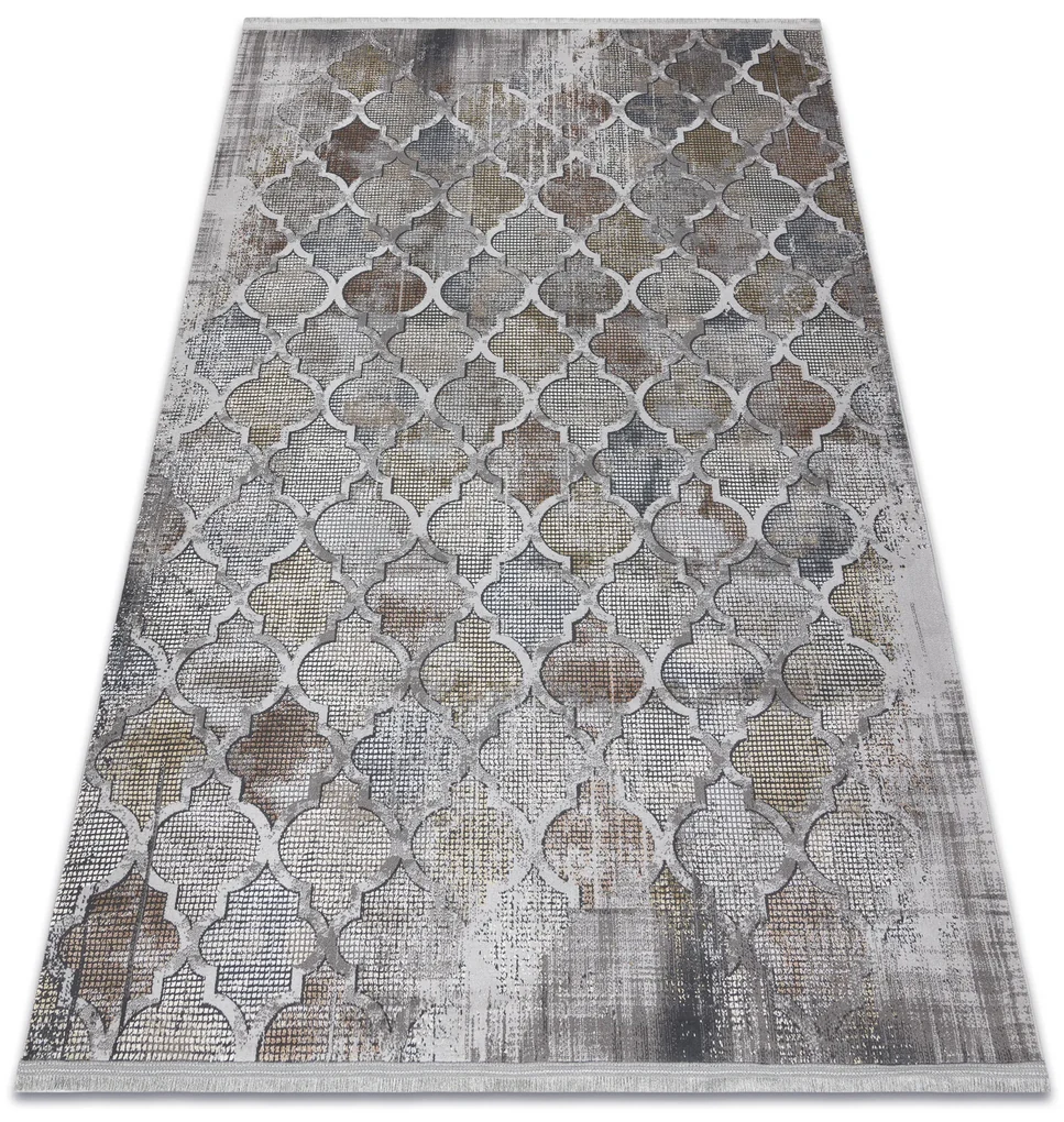 Covor LUCE 75 modern marocani Trellis vintage - structural gri / muştar
