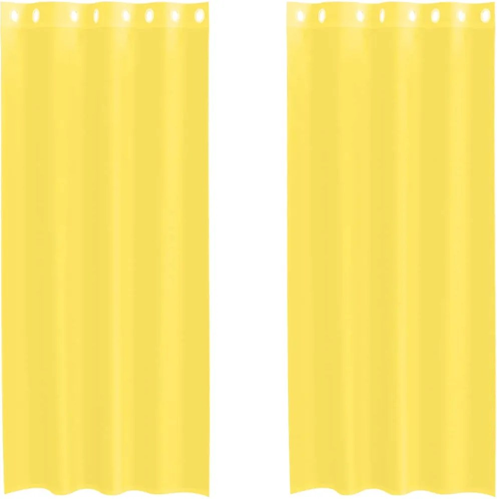 vidaXL Perdele Voile cu Oelii 2 buc Galben