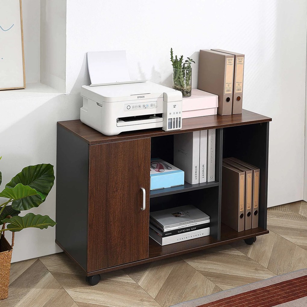 HOMCOM Dulapior Birou Elegant cu Design Funcțional, 100x40x66cm, Nuc Gri | Aosom Romania
