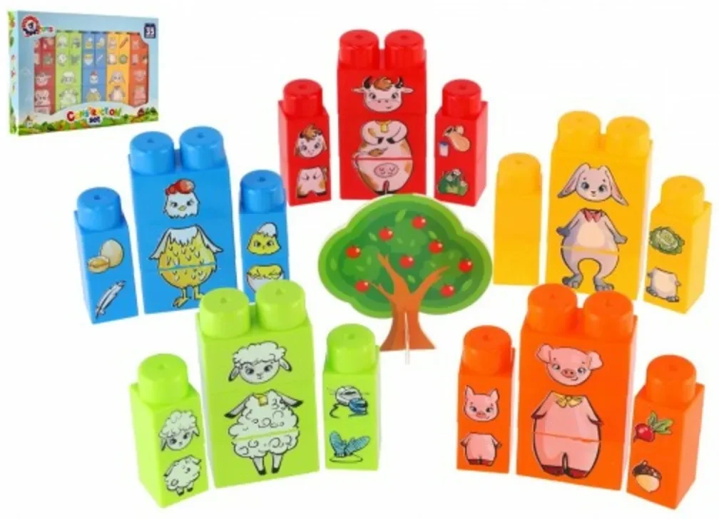 Kit de construcție animale de plastic in cutie 33x22x4cm 24m+