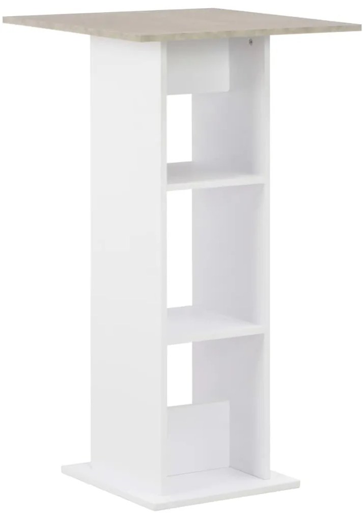 vidaXL Masă de bar, alb și gri beton, 60 x 60 x 110 cm