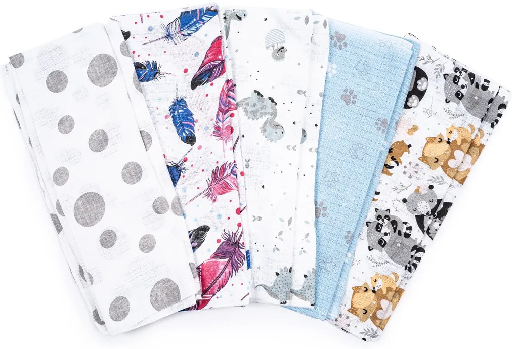 New Baby Scutece din bumbac cu imprimeu Standard, 60 x 80 cm, set 10 buc.