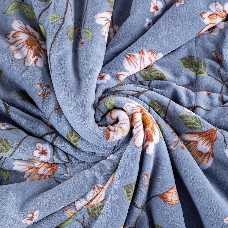 Pătură cu blăniță MAGNOLII aurie 150 x 200 cm