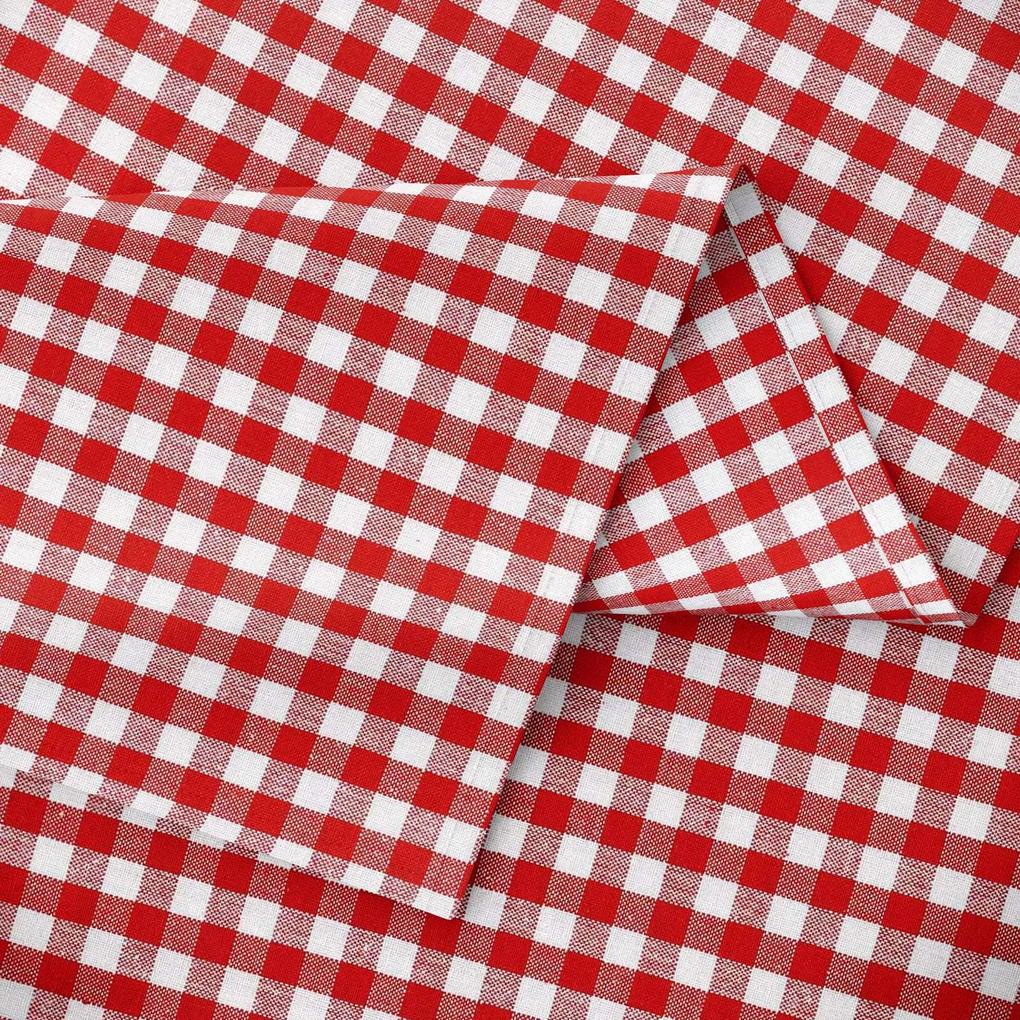 Goldea față de masă 100% bumbac kanafas -  carouri mici roșii-albe 140 x 220 cm