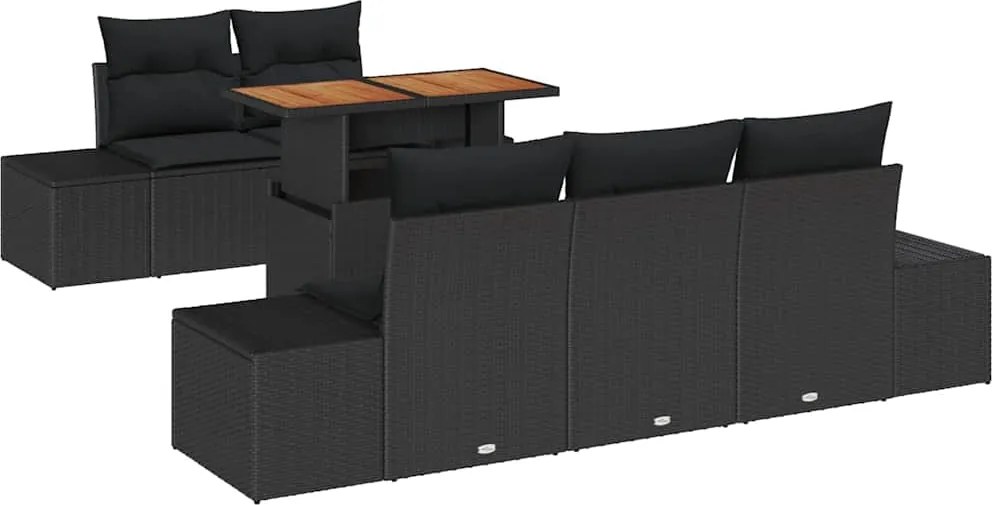vidaXL Set de masă pentru grădină cu pernă 6 pcs Negru și Maro