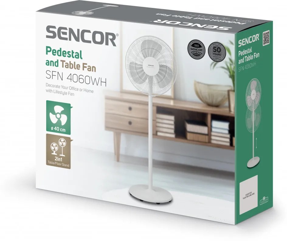 Sencor SFN 4060WH ventilator cu stativ 2 în 1