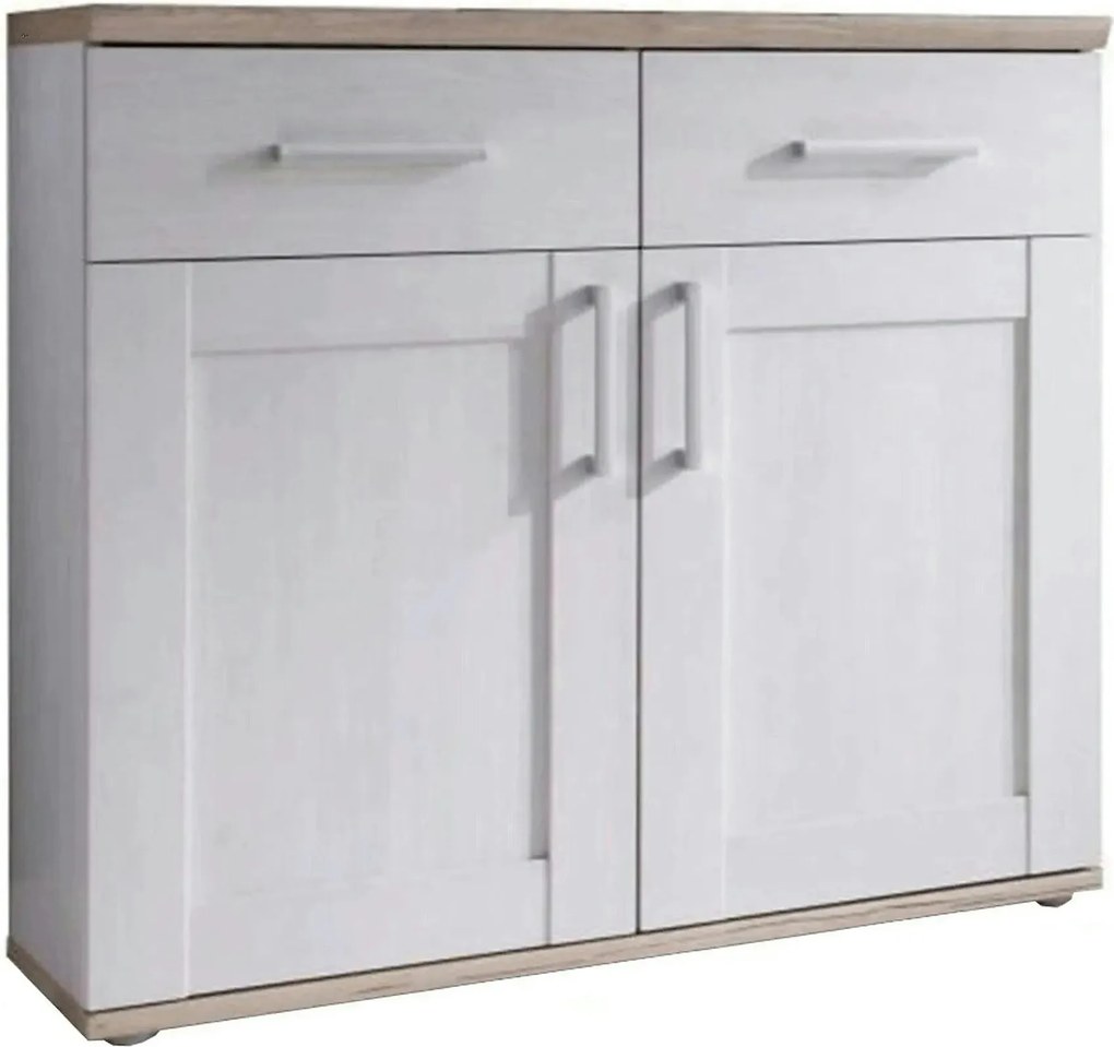 Comoda PROVENSAL, PAL melaminat, alb/stejar San Remo, 96x38x91 cm