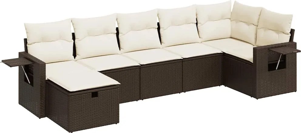 vidaXL Set canapele de grădină cu perne, 7 piese, maro, poliratan