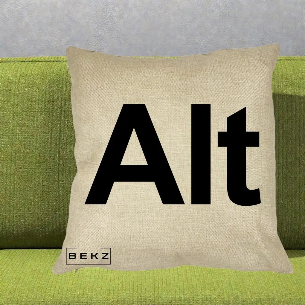Perna Personalizata Tasta Alt Tipografie Bold, 40x40 cm, Crem, Husa Detasabila, Perna Inclusa, BEKZ®