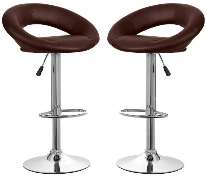 Set 2 scaune bar, Bedora Oval, piele ecologica, maro