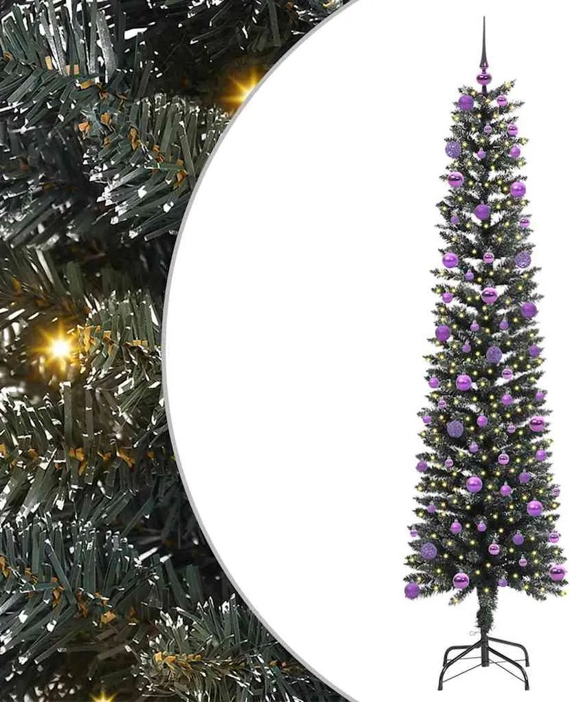 vidaXL Brad de Crăciun artificial Verde 210 cm PVC și Plastic și Oțel