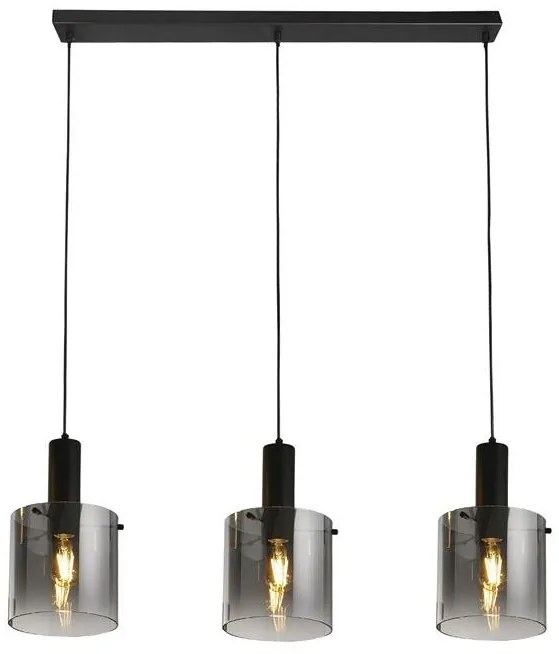 Lustra suspendata metal negru, sticla fumurie Sweden 3L