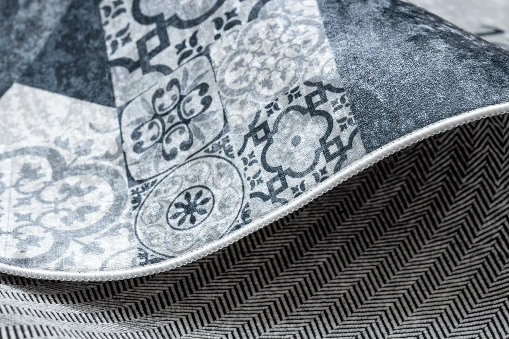 ANDRE 44211 covor lavabil gresii de Lisbona, bucatarie, anti-alunecare - gri / argintiu