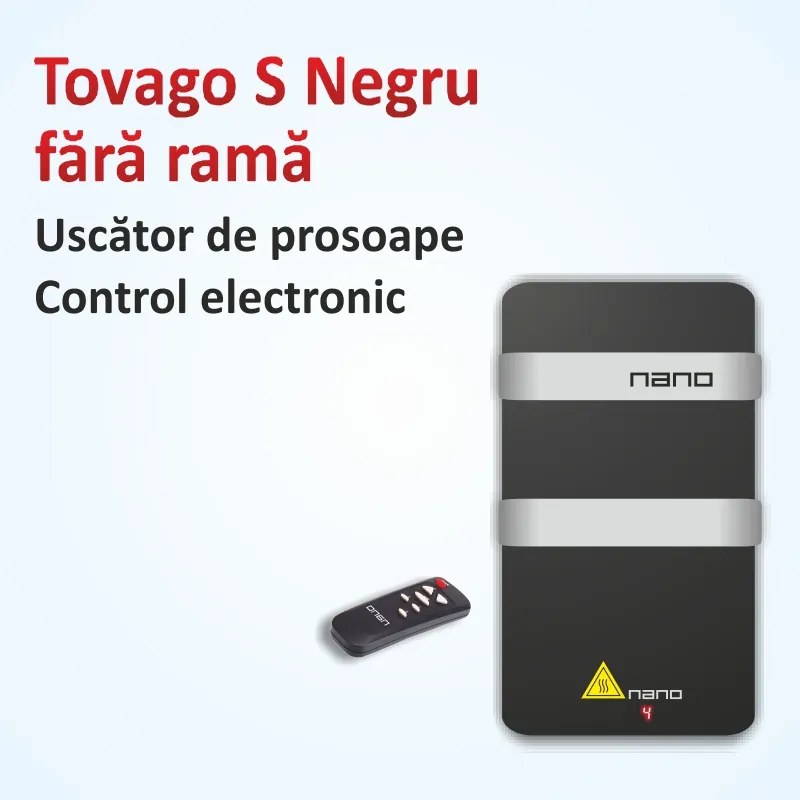 Plasma Termica incalzire infrarosu - Uscator prosoape - Tovago S fara rama 400W - Negru - Electronic