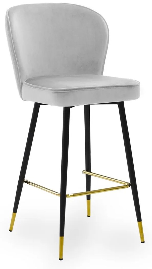 Scaun de bar Aine gri picioare negru/gold - H70 cm