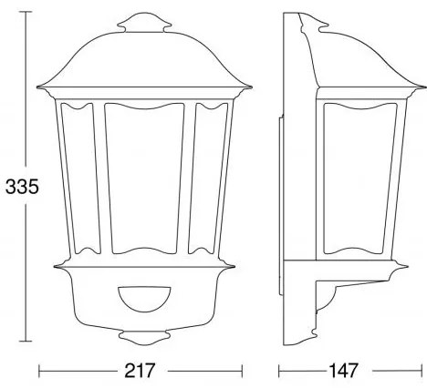 Steinel 644413 - Corp de iluminat perete exterior cu senzor L 190 S 1xE27/100W/230V