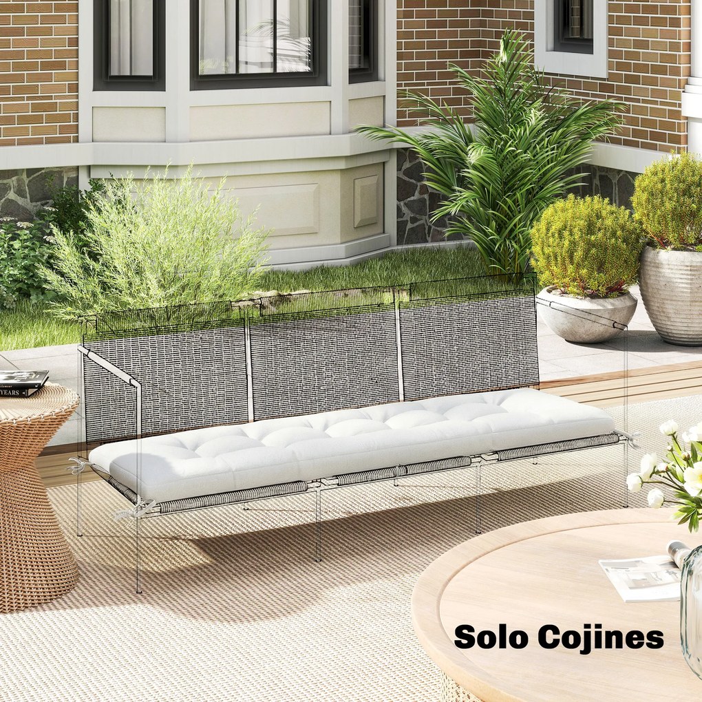 Outsunny Pernă pentru Bancă de Exterior cu Chingi de Prindere Protecție UV50+ Revenire Lentă Interior Exterior 198x65x13 cm Crem | Aosom Romania