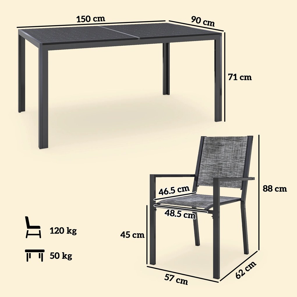 Set Exterior Outsunny: Masă WPC + 6 Scaune. | Aosom Romania