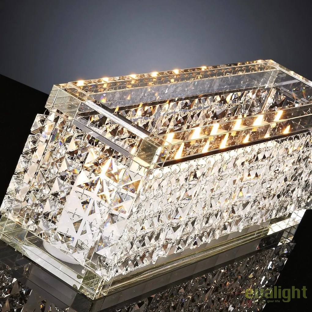 Suport pentru lumanare design LUX, realizat manual din sticla, NEFERTARI RECTANGULAR 60x15cm