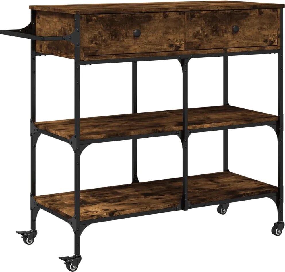 vidaXL Cărucior de bucătărie stejar fumuriu 105x42x95cm lemn prelucrat