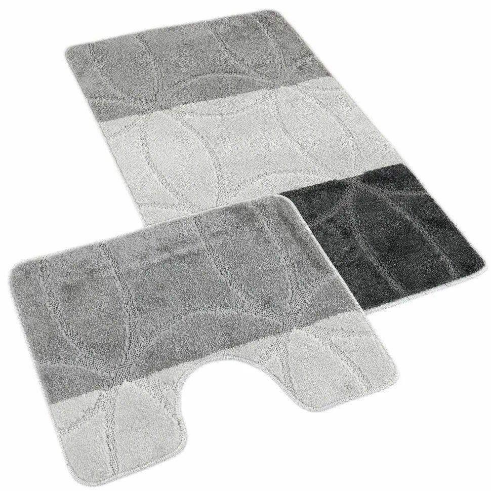 Set de covorașe de baie Kvalitex Geometrie gri, 60x 100 cm, 60 x 50 cm