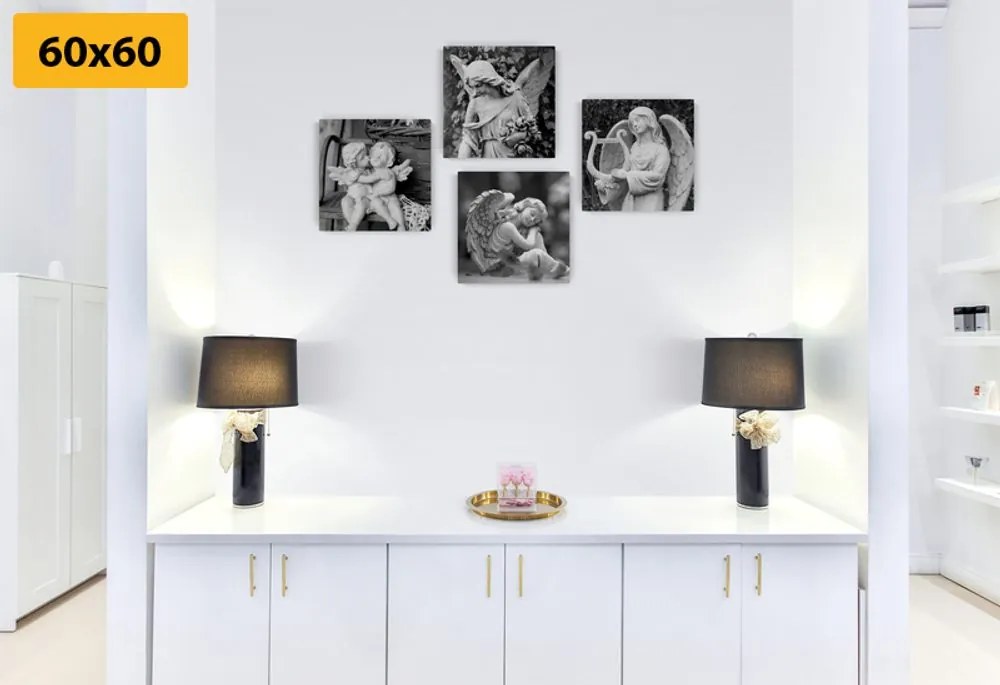 Set tablouri pace cerească în design alb-negru