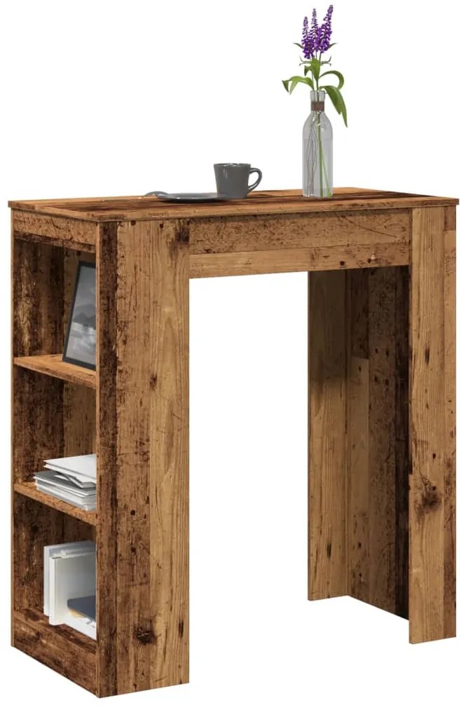 vidaXL Masă bar cu rafturi, lemn vechi, 95x47x103,5 cm, lemn prelucrat