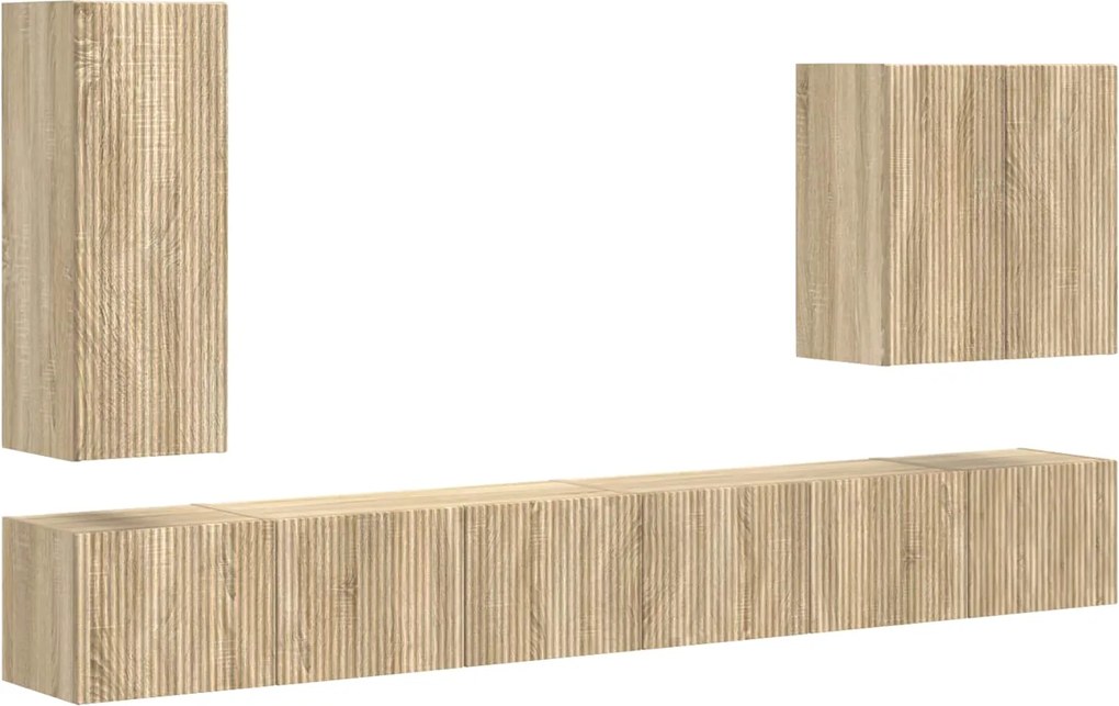 vidaXL Set Dulap pentru Televizor Montat pe Perete 6 pcs Stejar Sonoma