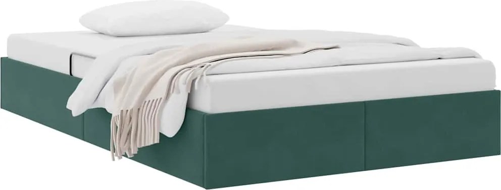 vidaXL Pat cu storage cu headboard Verde închis 120 x 200 cm Catifea