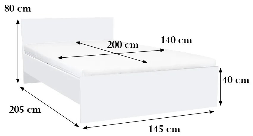 Pat dublu Miami fără cadru de pat 140x200 cm alb-alb
