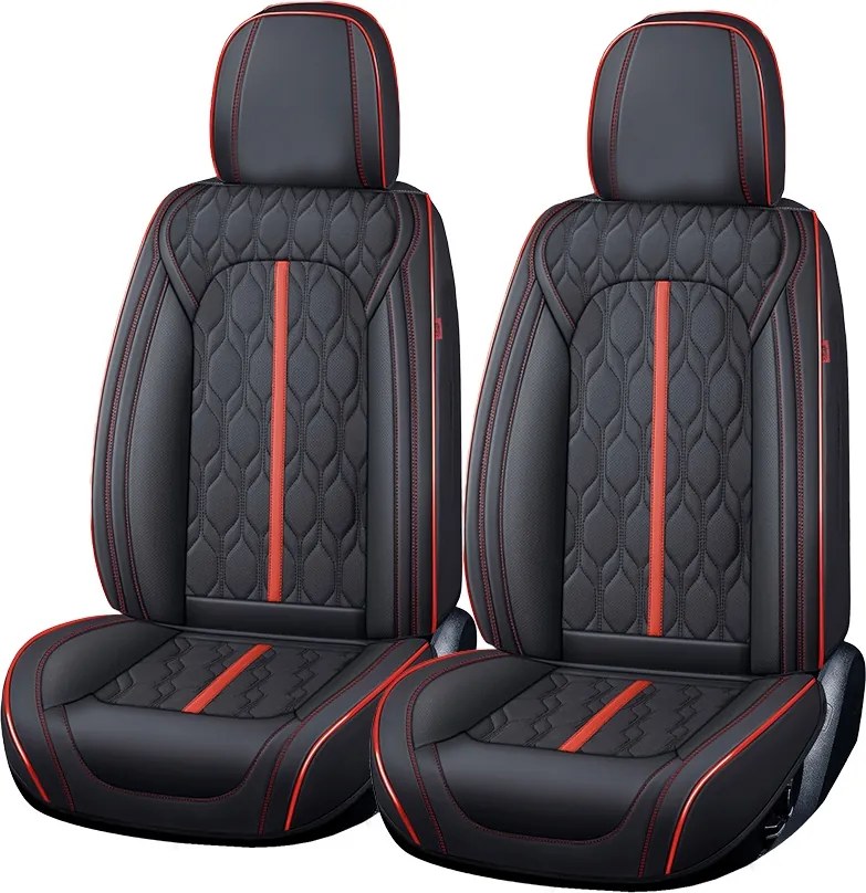 Set huse scaune Premium 5 Locuri Carguard Deluxe Piele Ecologică Perforată - Negru - Rosu - protecție interior