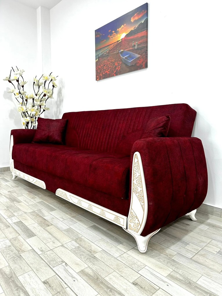 Canapea Queen, culoare rubin, 220 x 94 x 80 cm