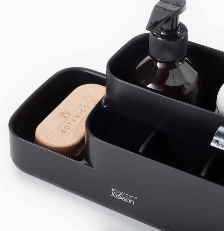 Organizator pentru baie Joseph Joseph EasyStore 70600, 24.9x12 cm, Baza antiderapanta, Fara BPA, Negru