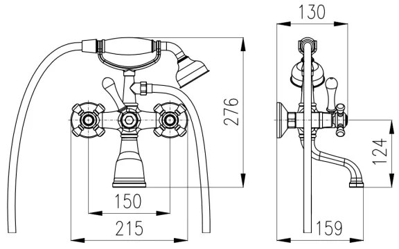 RAV Slezák MK159.5/2CMATSM - Set pentru cadă cu baterie MORAVA RETRO, negru/alamă