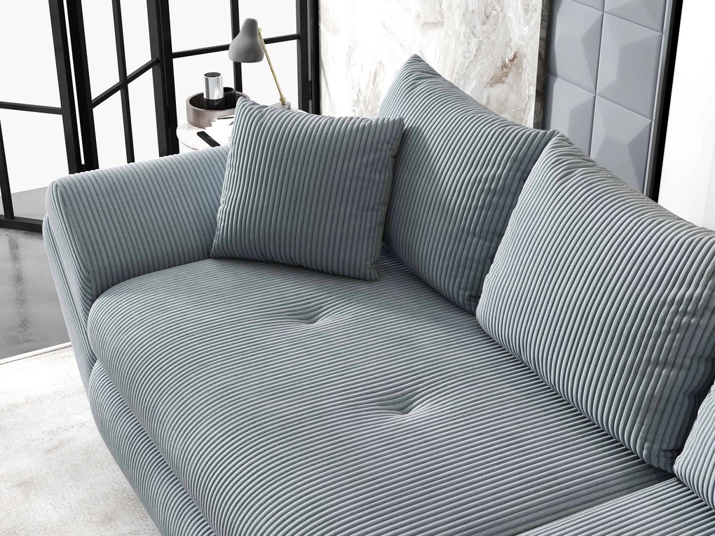 Canapea extensibilă dumonde cu ladă de depozitare si sezut confortabil din spuma high-density, Loana Zoom Gri 300x100 cm