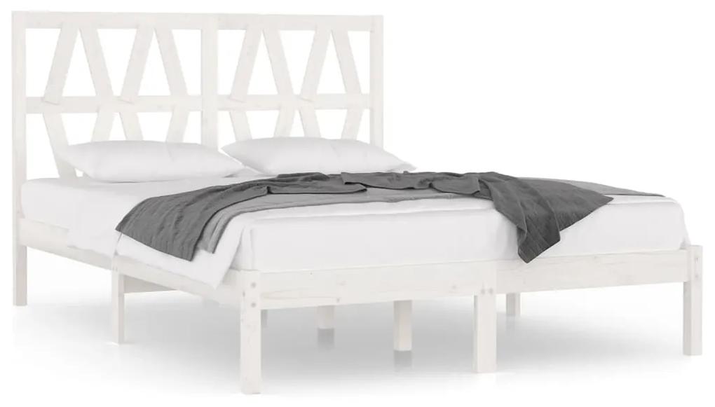 3103994 vidaXL Cadru de pat, alb, 120x200 cm, lemn masiv de pin