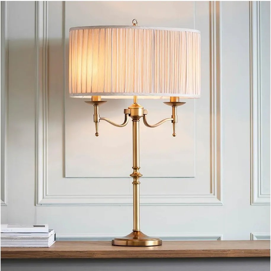 Endon 63648 - Lampă de birou STANFORD 2xE14/40W/230V alamă/bej