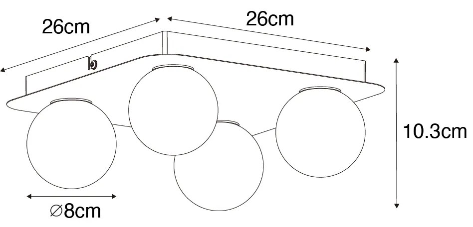 Plafoniera moderna pentru baie din otel patrata cu 4 lumini - Cederic