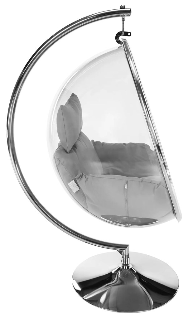 Scaun suspendat cu suport, transparent/ argintiu/ gri, BUBBLE TIP 3
