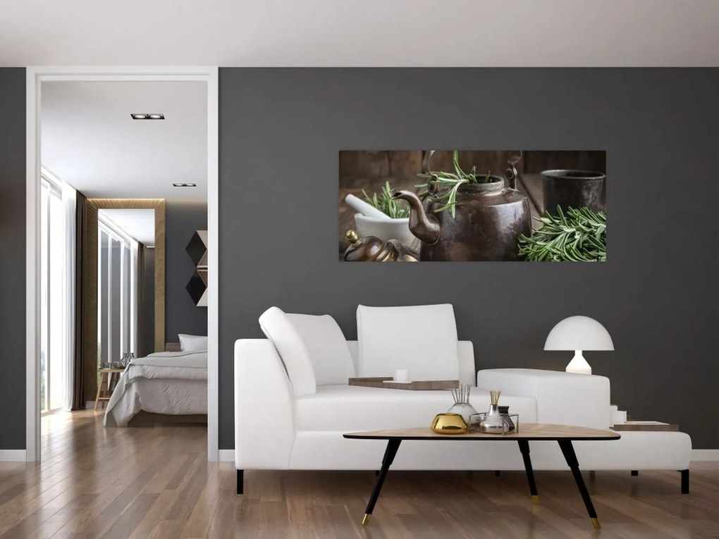 Tablou - Ceainic cu rozmarin (120x50 cm)